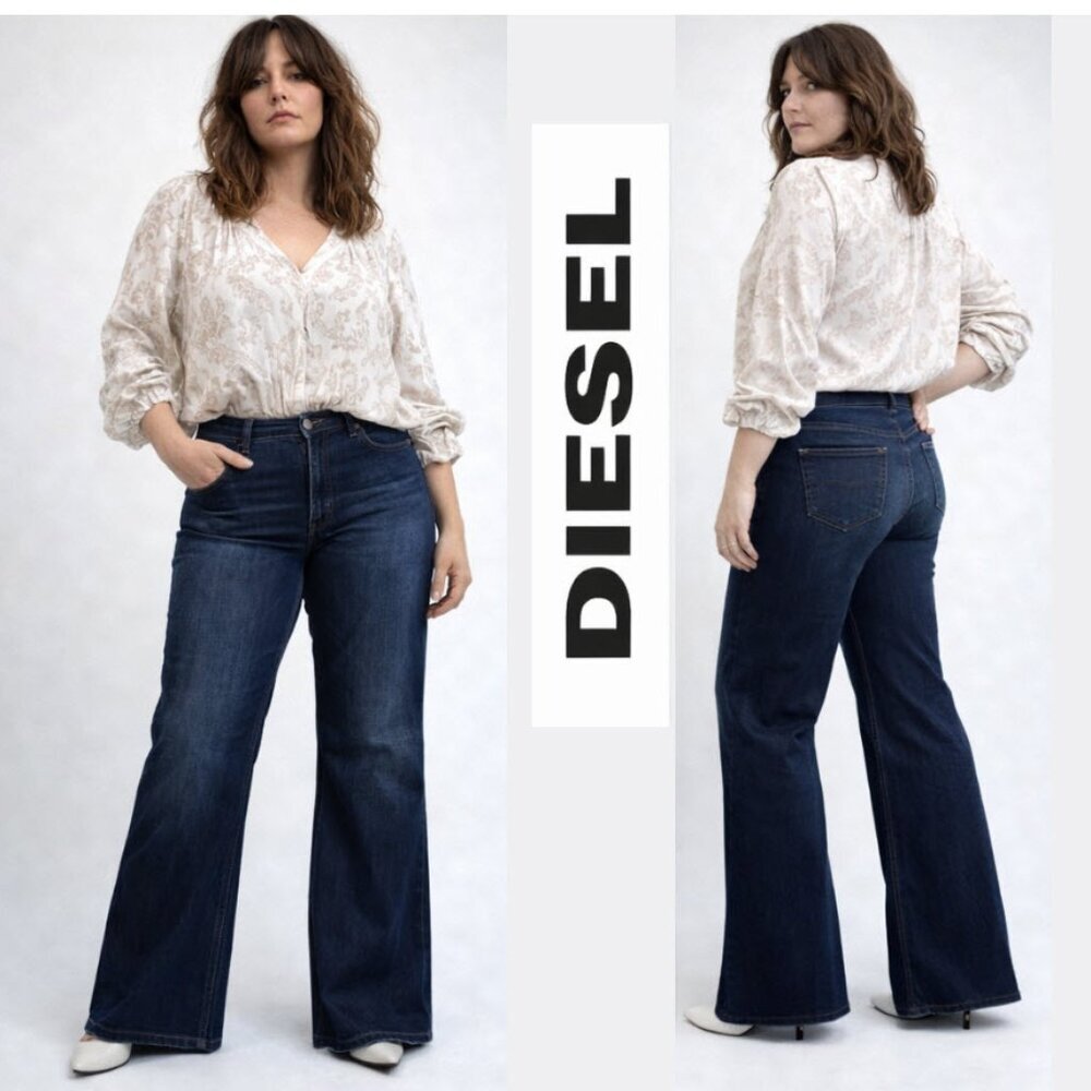 Diesel Sandy-B Flare Jeans Mid Rise Stretch Dark Blue Wash Bootcut Denim 30